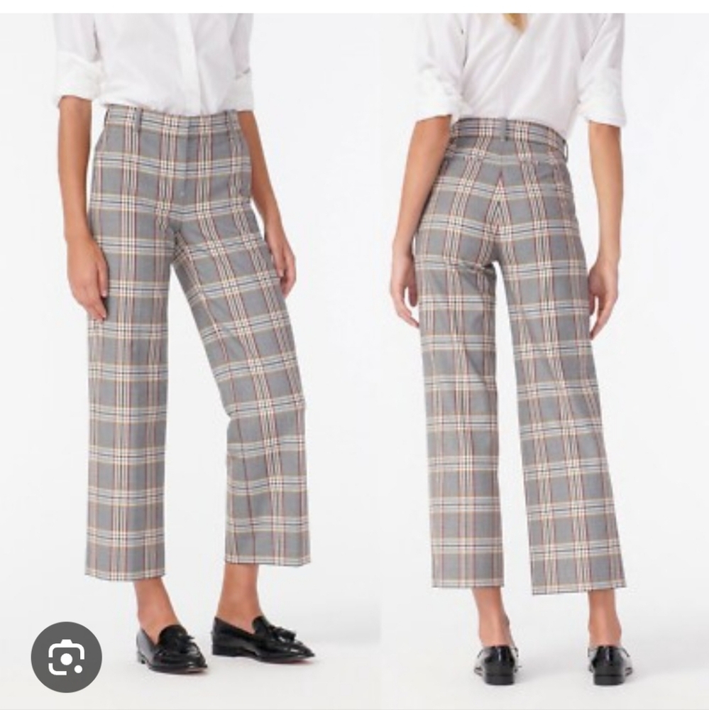J. Crew Gray Plaid Ankle Pants